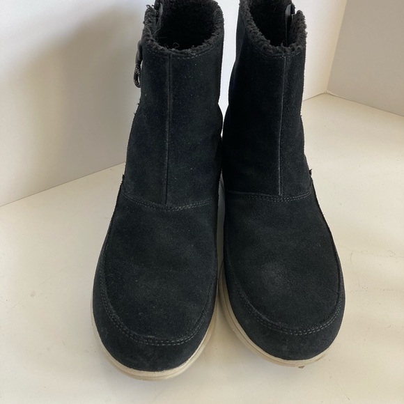 SOREL Explorer Black Suede Zip Ankle Sneaker Boot Women’s Size 8.5 - Picture 6 of 11